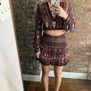 Free People Long Sleeve/ Skirt Set